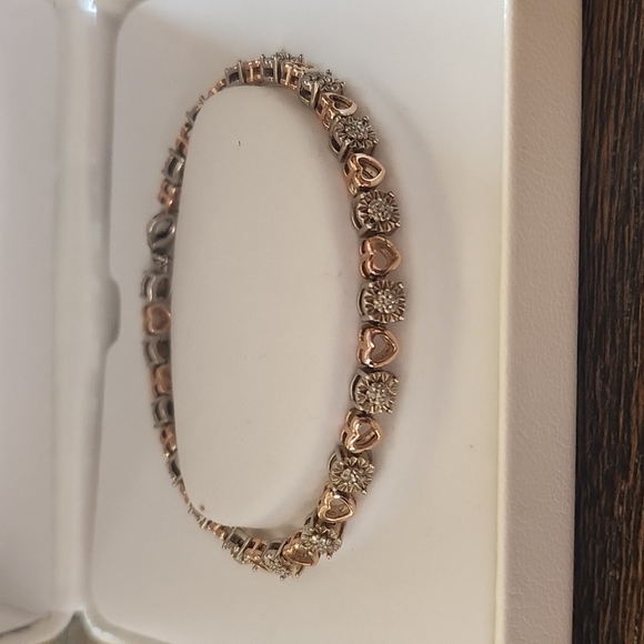 Heart Bracelet 10k/Sterling Silver - Picture 1 of 5